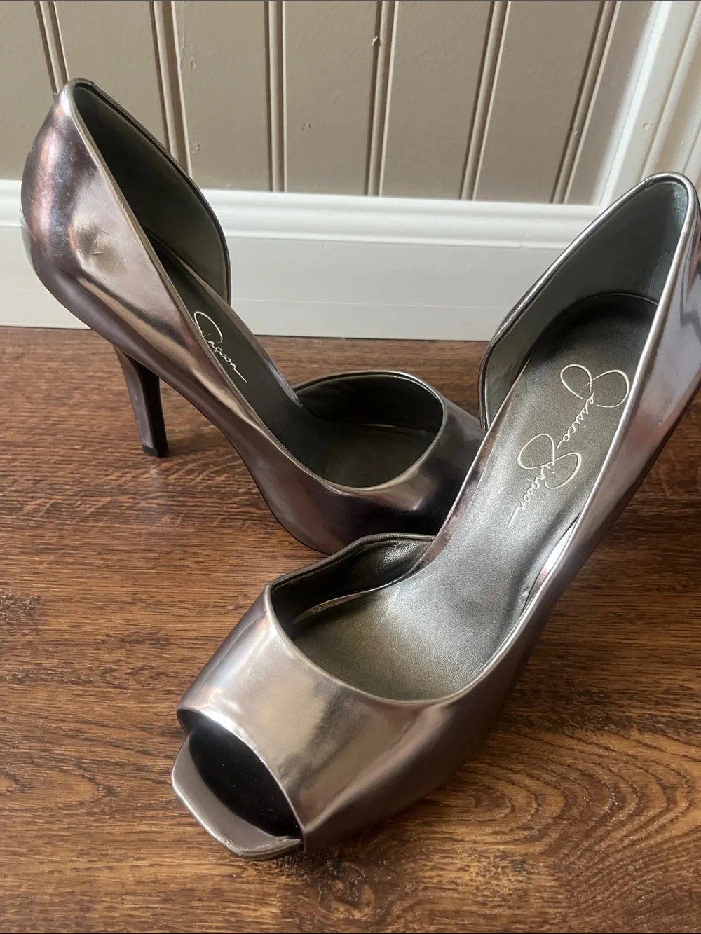 NEW Jessica Simpson Iridescent Purple Peep-Toe Heels